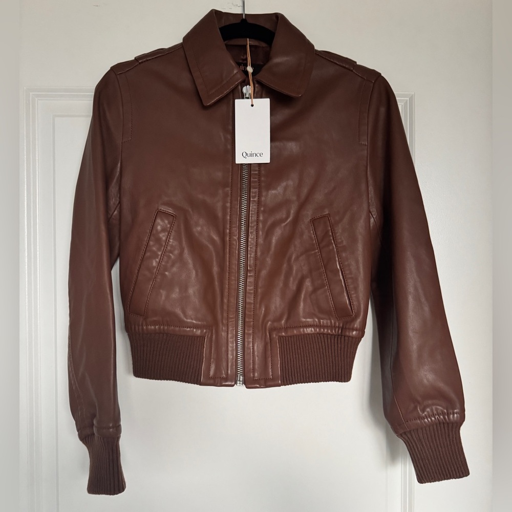 NWT QUINCE 100% Washed Leather Bomber Jacket - Picture 6 of 16
